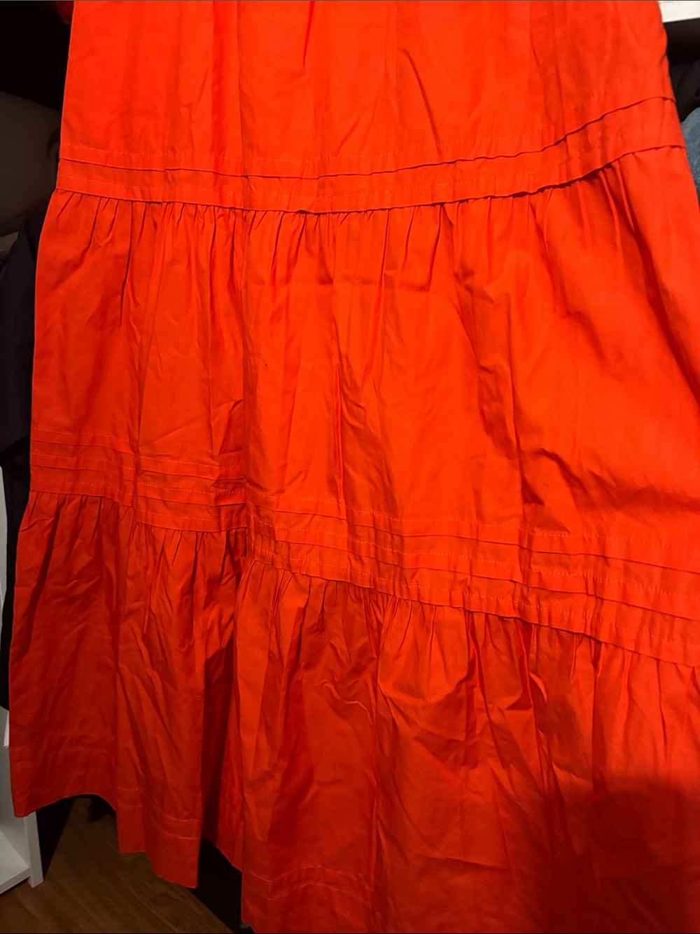 Quince Bright Red vermillon Tiered Puff-Sleeve Maxi Dress - Picture 4 of 13
